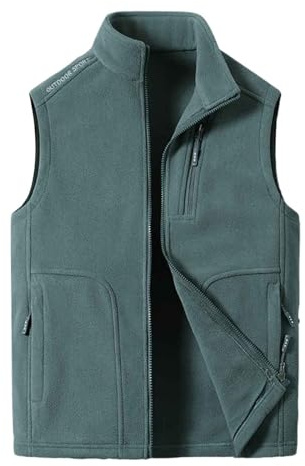 Gefomuofe Chaqueta de forro polar para hombre, cálida, para exteriores, sin mangas, con cuello alto, bolsillos de inserción, corta, chaqueta de trabajo, ligera, cálida, con bolsillos con cremallera