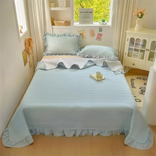 Highdi Colcha Acolchada Color Sólido, Colcha Cama Ligero Patchwork, Manta Sofa Suave, Manta Cama Reversible Diseño Cama Individual/Doble/King para Alle Jahreszeiten (Azul,200x230cm)