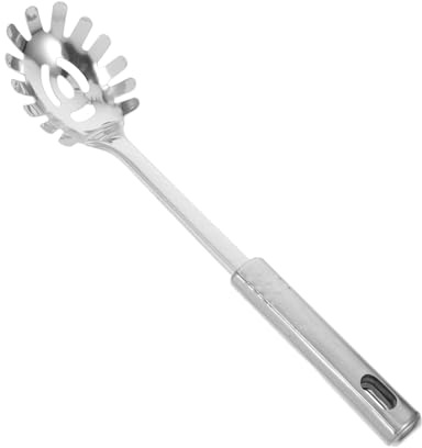 STOBAZA Cucchiaio per Spaghetti in Acciaio Inossidabile con Manico Ergonomico Mestolo per Pasta Gnocchi Uova e Ravioli Utensile da Cucina Resistente e Facile da Design Distintivo e