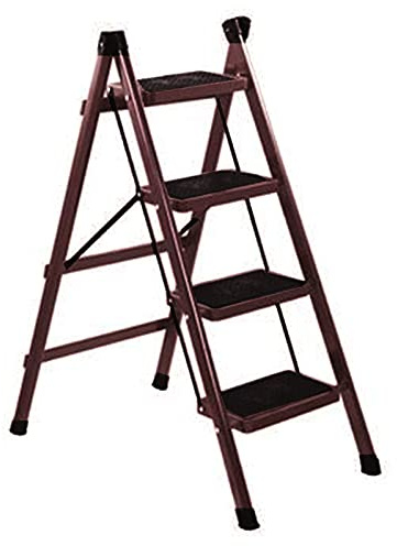 Escabeau télescopique pliable à 4 marches en métal robuste avec large pédale pour un usage domestique, léger et portable, idéal pour les projets de bricolage et le rangement facile