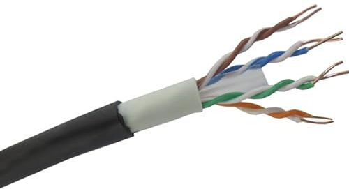 50m Cat6 Heavy Duty External SOLID COPPER Double Lined UTP Network Cable for Outdoor Use BLACK Reel 100m 305m