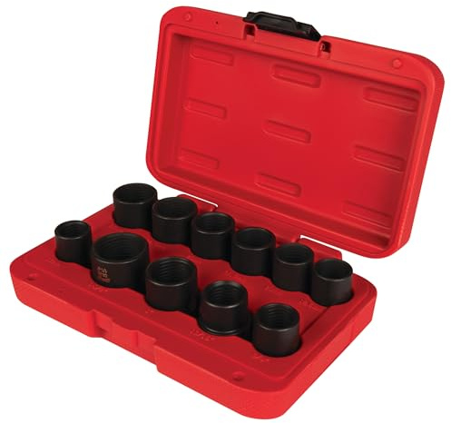 Prestandaverktyg M991 11 st Master Lug Nut Socket-set, designad för att passa flänsmuttrar som mäter 17, 18,5, 20, 21,5, 23, 24,5 eller 26 mm och 3/4, 13/16, 1 och 1-1/8 tum