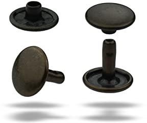 IstaTools Remaches huecos para cuero, doble capuchón de latón, remaches inoxidables para bolsos cinturones de tela (13 x 11 mm, latón envejecido, 10)