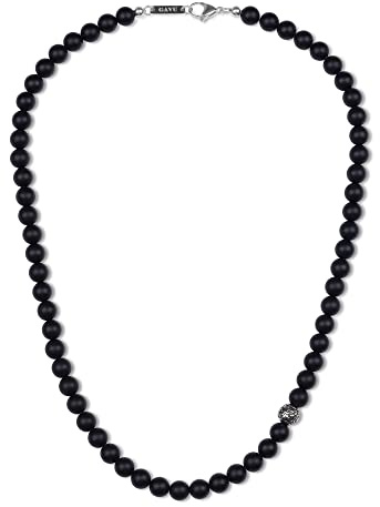 GAVU Matte Onyx Black Men's Beaded Necklace 50cm