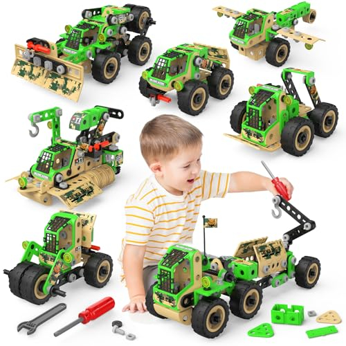MOONTOY Educational Building Toys for 5 6 7 8 9 Year Old Boys,229PCS Engineering STEM Toys Age 5 6 7 8 9 Year Old Boys,Construction Toys Creative Learning Set for Boys 5+ Year old, J-6606