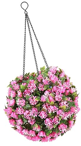 Warmhm Blumen-Gras-Kugel-kronleuchter Hängende Formschnittkugeln Solar-hängeleuchte Gartenlichter Falscher Buchsbaum Geführtes Solarlicht Runde Buchsbaumkugeln Eisen Grüne Kugel Künstlich