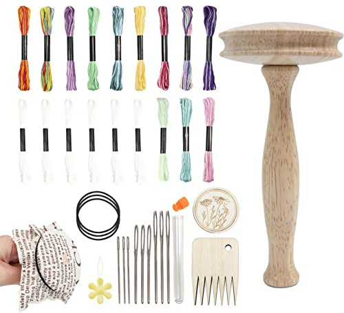 Wooden Darning Mushroom,Wooden Darning Thread Mushroom Kit | Weave Repair Tool Complete Darning Set Speed Weave for Darning Socks, Hats, Pants, and Sweaters