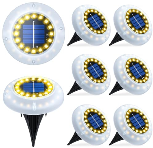 GIACOMO Solar Bodenleuchte Aussen 30LED, 8 Stück Garten Solarleuchten für Außen, IP65 Wasserdicht Warmweiß LED Solar Gartenleuchten, Solarlampen für Außen Garten, Rasen, Gehweg, Patio, Auffahrt