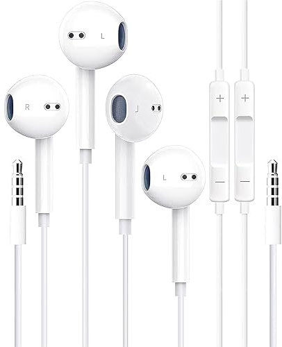 gians 2 Pack-3,5 mm Auriculares In-Ear con Cable y Micrófono, HiFi Estéreo, Cancelación de Ruido, Compatibles con iPhone/iPad/Samsung/Android/Huawei/PC