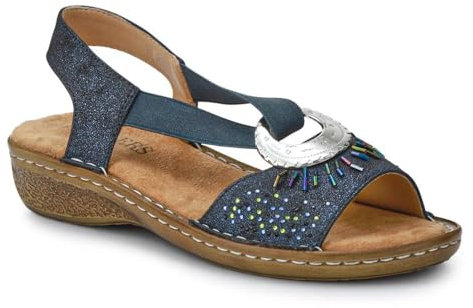 Sleek Elasticated Sandals - Navy Size 6