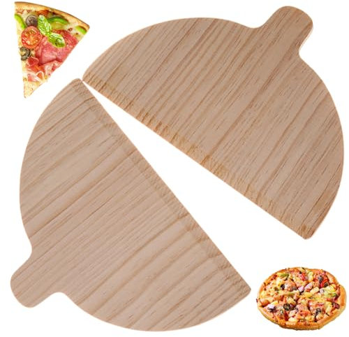 Gcroet 2 pcs pizza in legno buccia 11x6.7x0.2 '' paddle per pizza con impugnatura comoda a tavola facile da usare con spatola di pulizia della pulizia con bordo smussata per il taglio del pala.