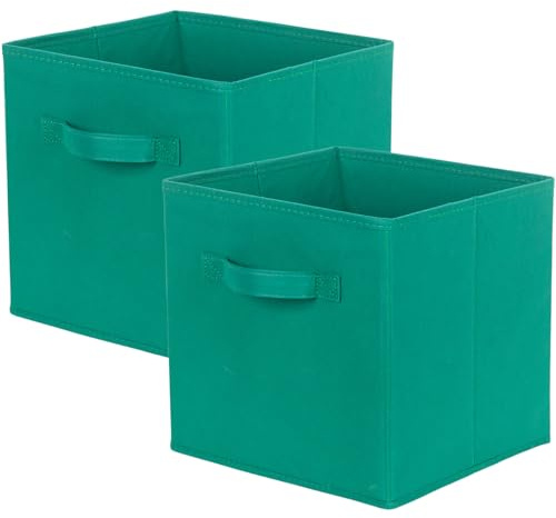 powerking Caja de almacenamiento para armarios y juguetes, caja de almacenamiento de tela plegable y cajón de almacenamiento de tela, juego de 2 piezas (Bosque Verde)