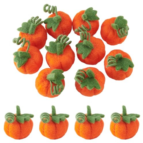 NBEADS 10 pz Zucca In Feltro, Zucca In Feltro di Lana Arancione Da 4.7cm, Decorazioni Autunnali di Lana, Decorazione Accessori Regalo per Il Ringraziamento e Halloween