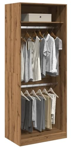 Mokuyary Kleiderschrank Artisan-Eiche 80x50x200 cm Holzwerkstoff Schrank mit 2 Fächer, Garderobenschrank Aufbewahrungsschrank für Schlafzimmer Flur