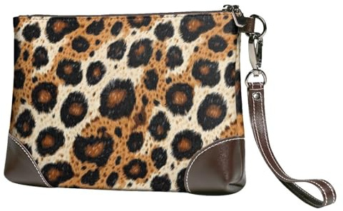 Novastar Petit sac à main pour femme - Motif léopard - Portefeuille tendance en cuir avec dragonne