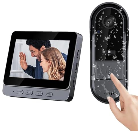 Zeerkeer Kabellose Video Türklingel mit Kamera, Funk Türsprechanlage, IP65 Wasserdichtes Smart Doorbell System mit 4.3 Innenmonitor, 170° Weitwinkel, 2-Wege-Audio & Nachtsicht für Haus & Wohnung