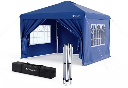 Carpa Plegable 3x3 m Azul Profesional | Cenador Exterior 4 Paredes (2 Ventanas, Puerta) | Lona Oxford 210D Impermeable UV | Acero Reforzado | Eventos y Mercados | Bolsa y Anclaje