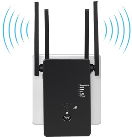 2026 Neuester WLAN-Verstärker/Repeater,1200 Mbit/s Dualband,WiFi-Verstärker mit Repeater/Router/AP-Modus,WiFi-Extender mit LAN-/WAN-Anschlüssen. Kompatibel mit Allen WLAN-Geräten.