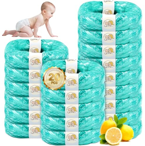 20 Piezas Recambios Cubos de Pañales, Recambios ORIGINALES, Papelera Pañales ORIGINALES, Aroma a limón, Capacidad Extragrande de 4,5 Metros, Compatible Con Todos