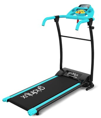 gridinlux® | Cinta de Andar eléctrica Trainer Race 7000 1000W | 12 Programas | Velocidad Ajustable de 1 a 10 km | Registro de Actividad | Plegable | con Ruedas