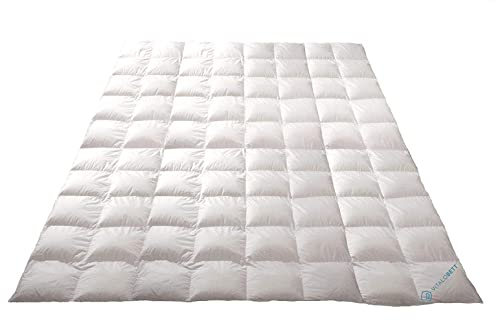 VitaloClassic Sommer Daunen-Decke - extra-leichte Bettdecke - 100% Daunen-Füllung - Allergiker-geeignete Steppdecke - Wärmeklasse 1-240x220 cm