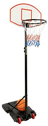 MaxxToys Basketballkorb für den Außenbereich – Basketballkorb für Kinder – stabil und verstellbar – 165 – 205 cm – auf beweglichem Fuß – höhenverstellbar – Basketball + Pumpe