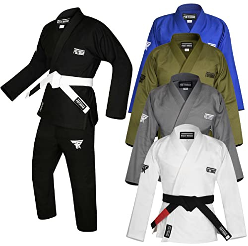 FISTRAGE Jiu Jitsu Gi Patch BJJ Brazilian Suite for Men & Women MMA Uniform with Belt (BLACK, A0)
