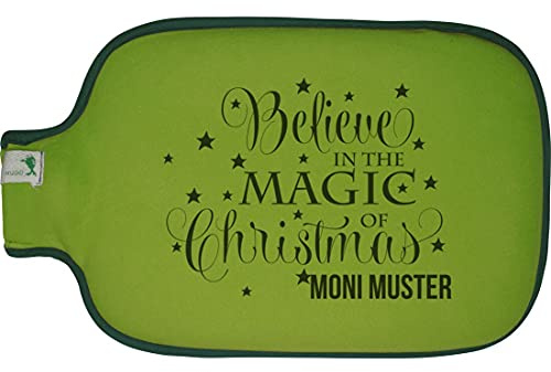 Wärmflasche mit Namen - personalisiert - Motiv Magic Christmas - viele Farben & Motive – Wärmflasche - grün - Größe 19,5 x 31,5 cm - persönliches Geschenk mit Wunsch-Motiv und Wunsch-Name
