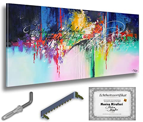 Monica Mirafiori I 100% HANDGEMALT I Gemälde Color & Abstract 140x70cm | Gemälde Handgemalt | Acrylgemälde | Sehr Großes Acrylbild I Moderne Kunst I Kunstbilder
