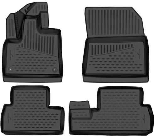 WALSER XTR Gummi Fussmatten Auto für Peugeot Rifter/Citroen Berlingo 2018-Heute, 5-Sitzer, 100% passgenaue Auto Fußmatten, robuste Universal Fußmatte Auto, Gummimatten Auto