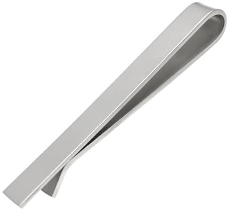 Xrkuu Tie Clip for Men, Matte Silver Tie Clip Tie Pins for Men, Classic Simple Stainless Steel Tie Bar Tie Pin for Wedding Anniversary Business and Daily Life