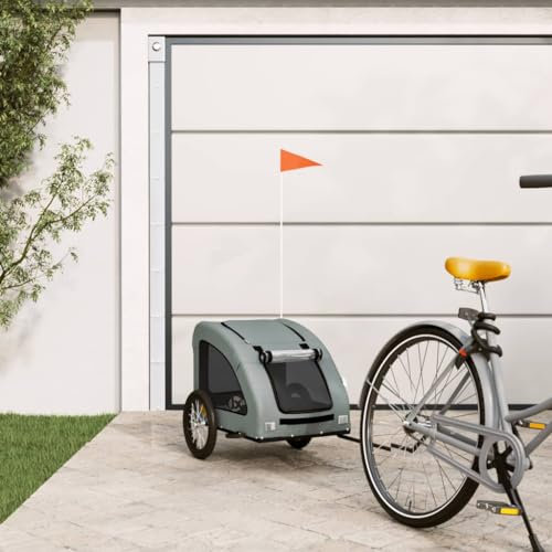 Hundcykel Trailer Järn och Oxford Tyg Grå, CIADAZ Hundcykel Trailer Lastcykel - 93958