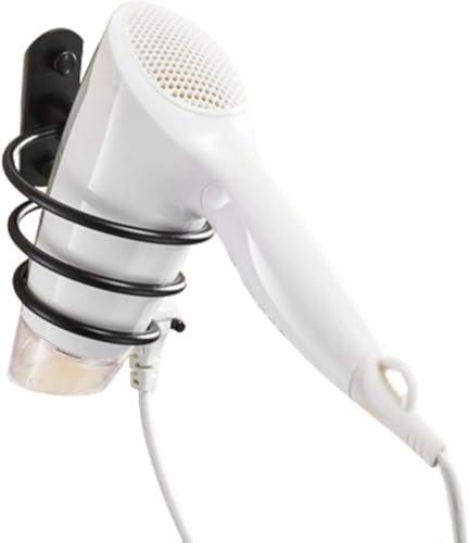 Wall Mounted Bathroom Tray with Hair Dryer Holder Organizer Space Saving Solution for Bedroom Bathroom Ideal for Flat Iron Curling Wand More - Black (Black)