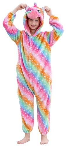 HAHASHOW Combinaison Pyjama Enfant Grenouillère Surpyjama Enfants Cosplay Cartoon Animaux à Capuche Unisexe Grenouillères Vêtements de Nuit Garcon Fille 5-6 Ans, Couleur