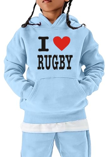 Fans de Football américain Cadeau de Sport Sweat-Shirt pour Adolescents Joueur de Rugby Vintage Sport rétro Enfants garçons Filles Rugby Pull à Capuche Tops Manches Longues (Light Blue, 11-12 Years)