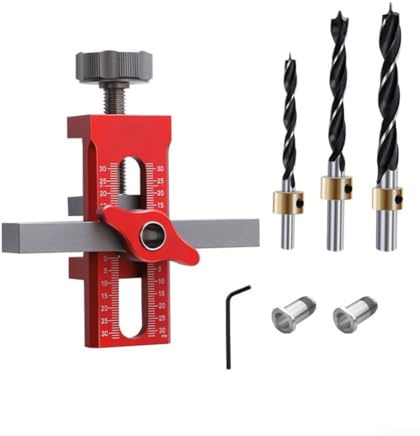 Jonikuper Aide à l'installation de porte d'armoire, pince de support réglable en hauteur de 0 à 55 mm avec coussinet antidérapant avec échelle pour cadre frontal d'armoire sans cadre (D)