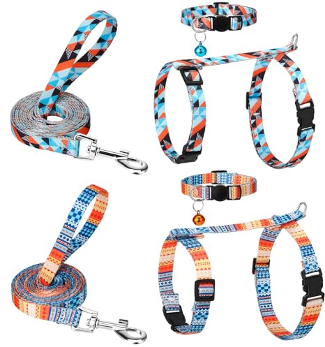 2 Pack Cat Harness and Leash Set Escape Proof Adjustable Cat Harness