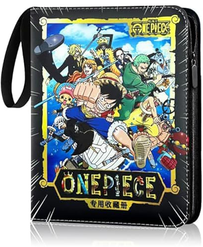 One Piece Álbum Cartas Coleccionables Cremallera Libro Cartas Colección 50 Páginas con 400 Bolsillos Transparente Album Bolsillos Impermeable Regalo Para Niños y Adultos
