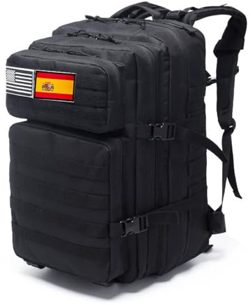 smallrun Mochilas Tácticas Militares 45L Mochila del ejército Gran Capacidad Mochila Crossfit Plegable Impermeable Mochila Montañismo, Senderismo, Acampada (Y NEGRO, Y)