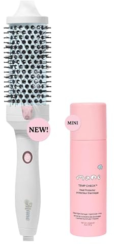 Mane Voluminous Blowout Styling Duo - Large Heated Round Brush 1.77 Inch, Temp Check Heat Protection Spray 2oz, Frizz Control & Heat Protection for Smooth, Shiny Blowouts