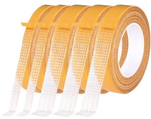 Pyralidsg 5 Pièces Ruban Adhésif Double Face, Ruban en Tissu Double Face Extra Fort, Multifonctionnel Rubans Adhésif en Tissu, Bande pour Tapis, Rideau, Moquettes, Œuvres D'Art