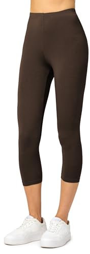 Merry Style Damen Leggings 3/4 Capri Leggings aus Viskose MS10-144 (Braun, XL)