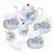 fanquare Blau Blumen Porzellan Tee Set, Teetasse und Untertasse Set, Tee Service für 6 Personen, Hochzeit Teekanne Zucker Schüssel Creme Krug, China Kaffee Set