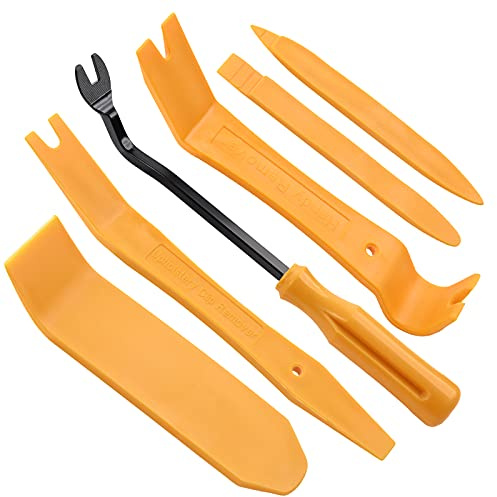 FOSHIO Lot de 6 outils de démontage de garnitures de voiture - Outils de démontage de garniture de portière intérieure - Outils de réparation-Kit d'outils pour installation d'autoradio ﻿