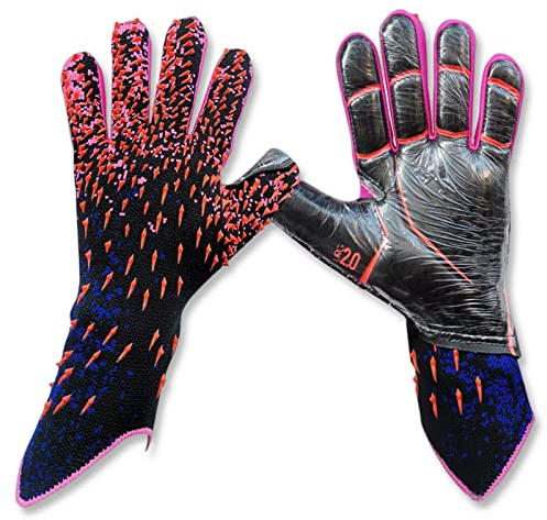 OLYSPM Gants De Gardien Gant De Foot,Gants de Gardien de But Enfant,Gants en Latex de Haute qualité et Excellente Protection des Doigts,Gant Gardien de But Adulte, Homme,Junior