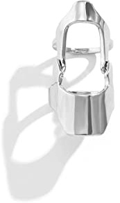 Uarein Anillo de actividad para nudillos huecos, anillos de doble bucle de plata, anillos góticos con bisagras, joyería punk, regalos de Halloween para mujeres y niñas, 8, Metal, Aleación.