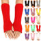 Winter Gestrickte Handschuhe für Damen Lang Handwärmer Stulpen Fingerlose Armstulpen Warm Strick Handschuhe Armwärmer Stulpen für Damen Pluswärmer Handstulpen Fingerlose Halbfinger (Orange, One Size)