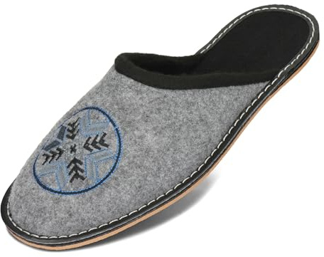 BeComfy Pantofole in Feltro da Uomo Suola in Gomma Molto Leggero Grigio Nero 40 41 42 43 44 45 46 EU