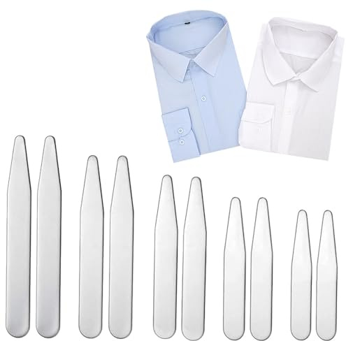 Shirt Collar Stiffeners,Collar Stays | 10 PCS/ 5 Sizes Stainless Steel Collar Stiffeners, for Mens Dress Shirt (5/5.6/6.3/7/ 7.6cm)