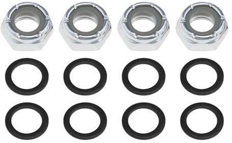 YINETTECH Set med 8 st M8 skateboard, låsmuttrar, kraftiga skateboard, lastbil, axelbrickor hastighetsringar, tillbehör för skateboard, silver